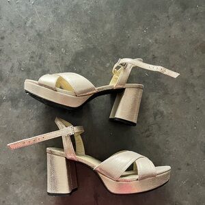 Elegant Cream Block Heel Sandals